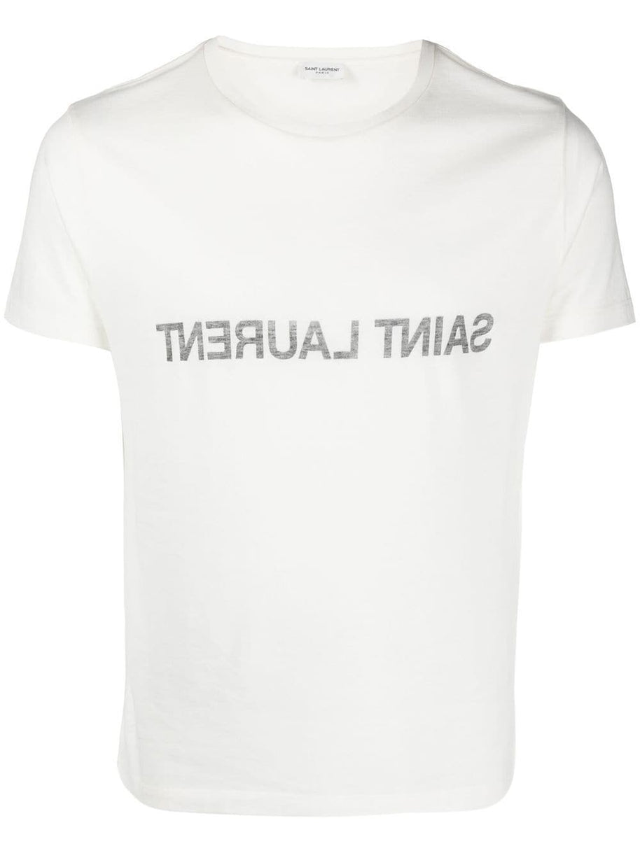 Saint Laurent  Reverse Logo Print T-shirt White