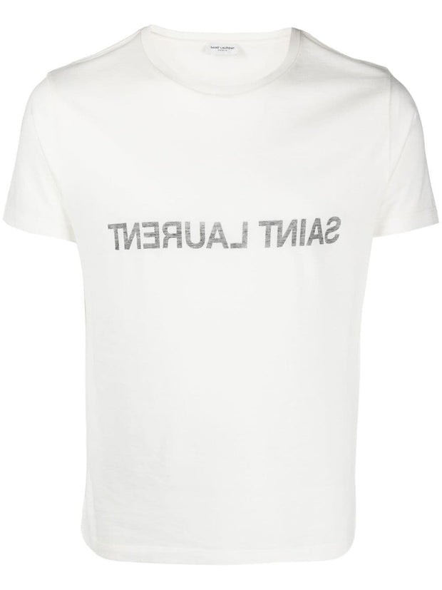 Saint Laurent  Reverse Logo Print T-shirt White