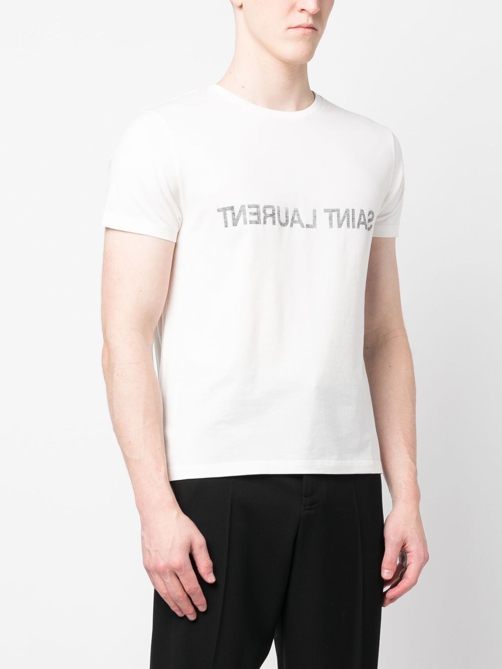 Saint Laurent  Reverse Logo Print T-shirt White