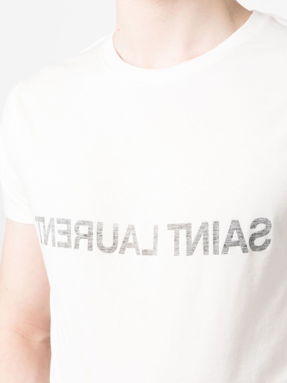 Saint Laurent  Reverse Logo Print T-shirt White