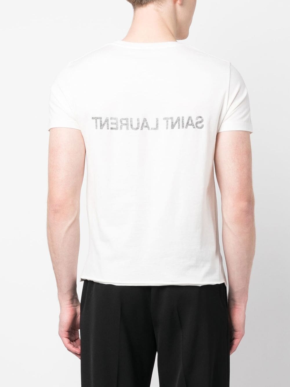 Saint Laurent  Reverse Logo Print T-shirt White