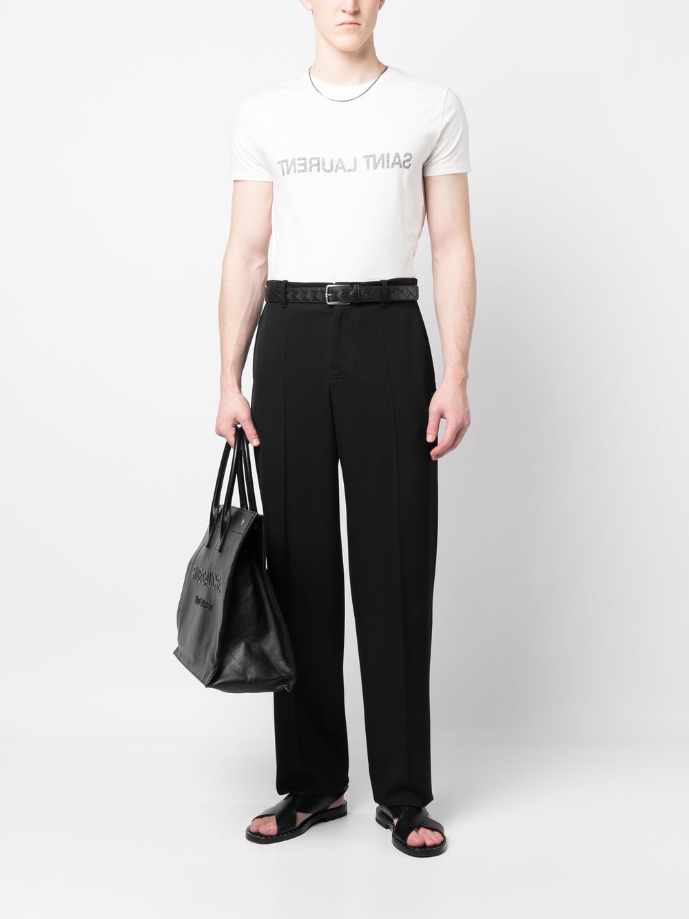 Saint Laurent  Reverse Logo Print T-shirt White