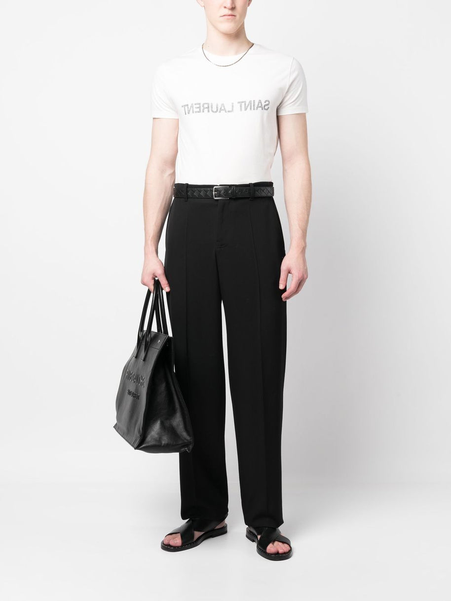 Saint Laurent  Reverse Logo Print T-shirt White