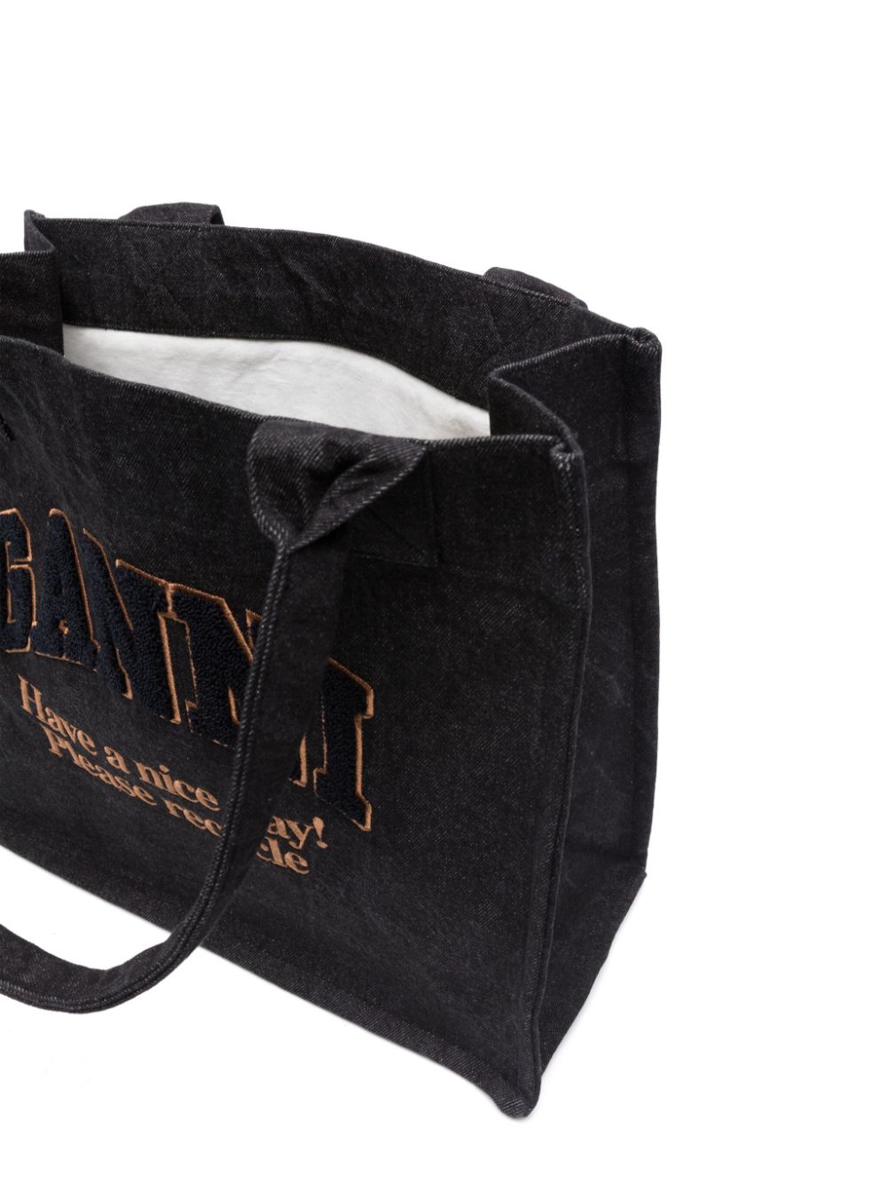 GANNI Recycled Cotton Tote Bag In Black