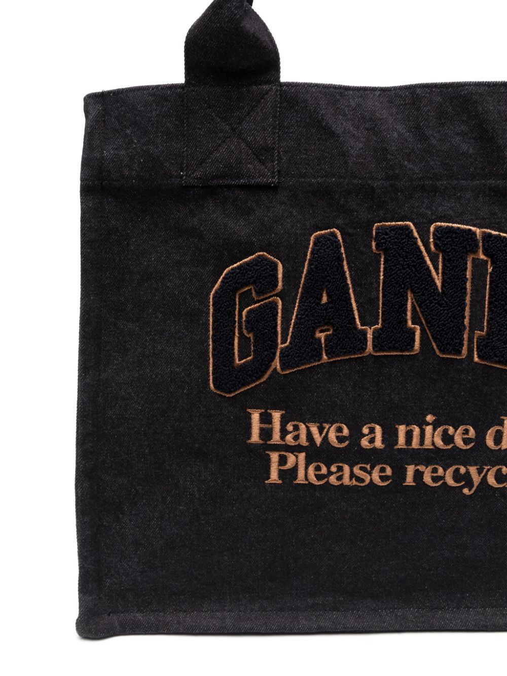 GANNI Recycled Cotton Tote Bag In Black