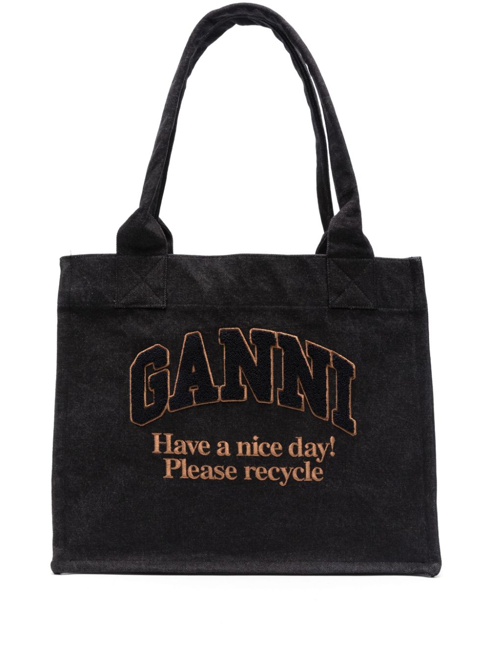 GANNI Recycled Cotton Tote Bag In Black