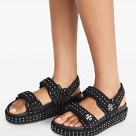 Tory Burch Kira Studded Sporty Sandals Black