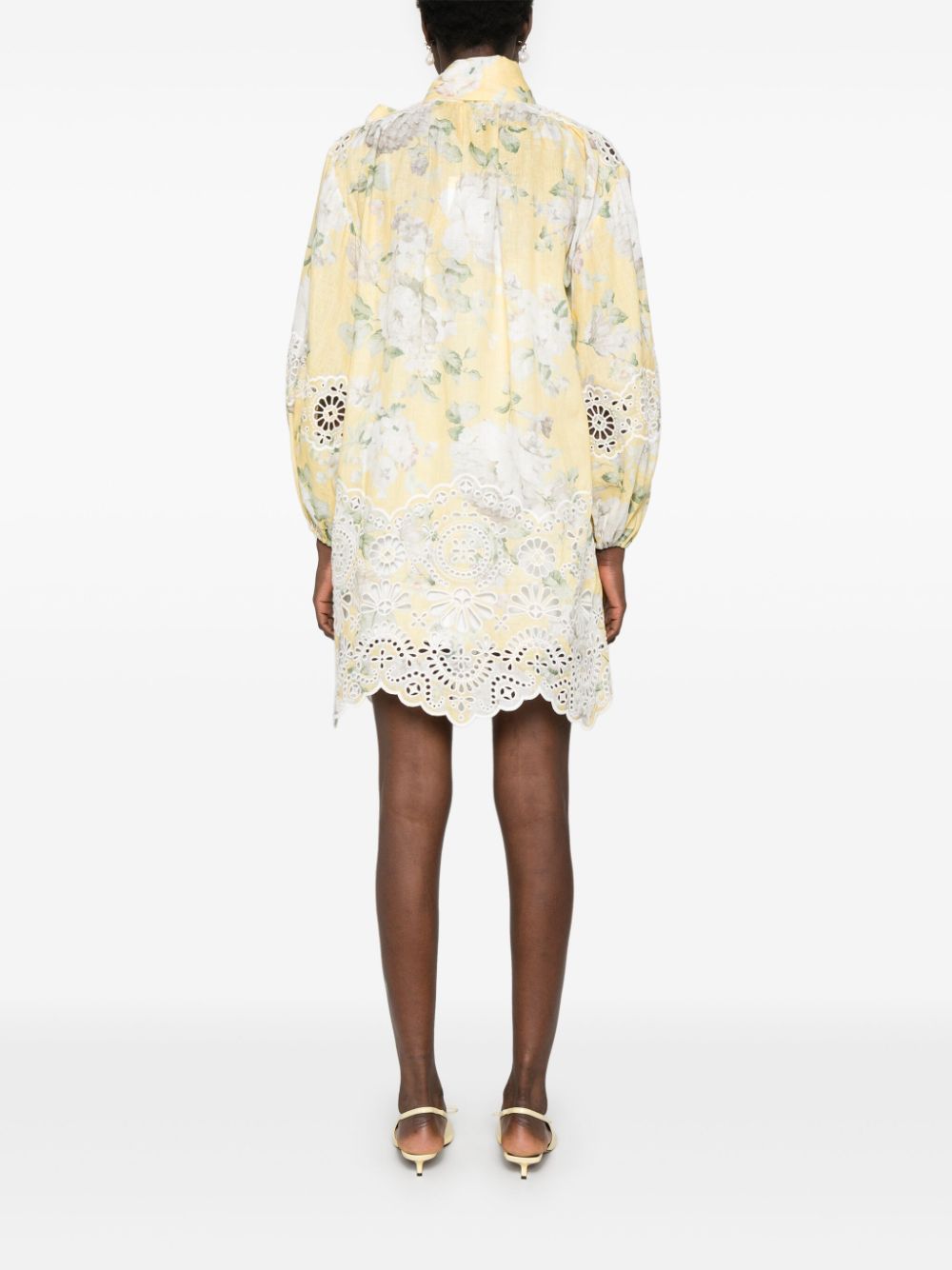 Zimmermann Acacia Broderie Mini Dress Yellow