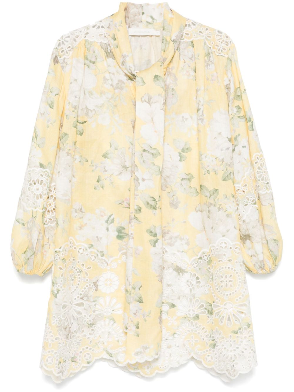 Zimmermann Acacia Broderie Mini Dress Yellow