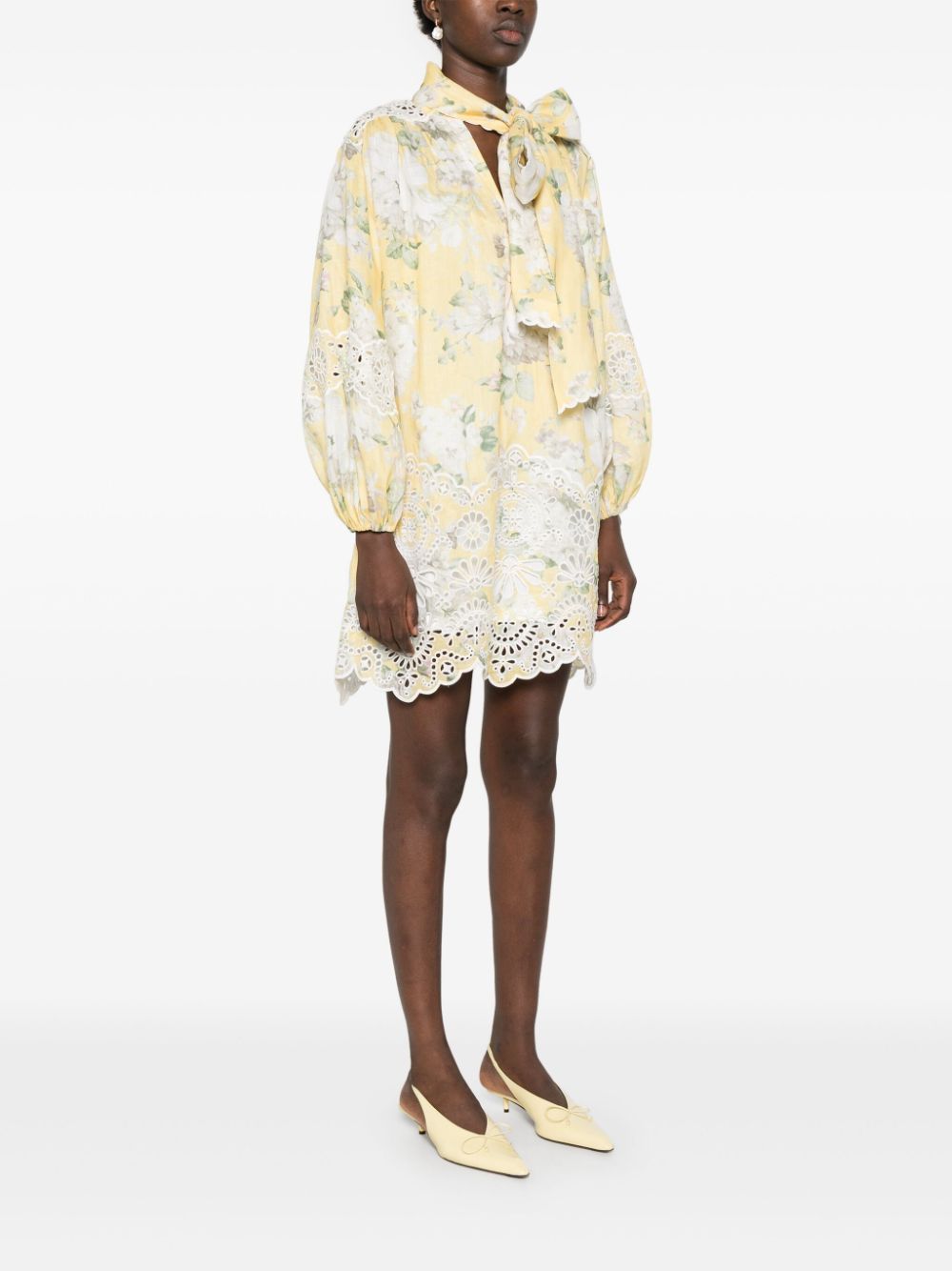 Zimmermann Acacia Broderie Mini Dress Yellow