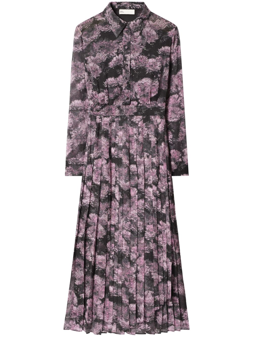 Tory Burch Silk Printed Pleated Midi Dress