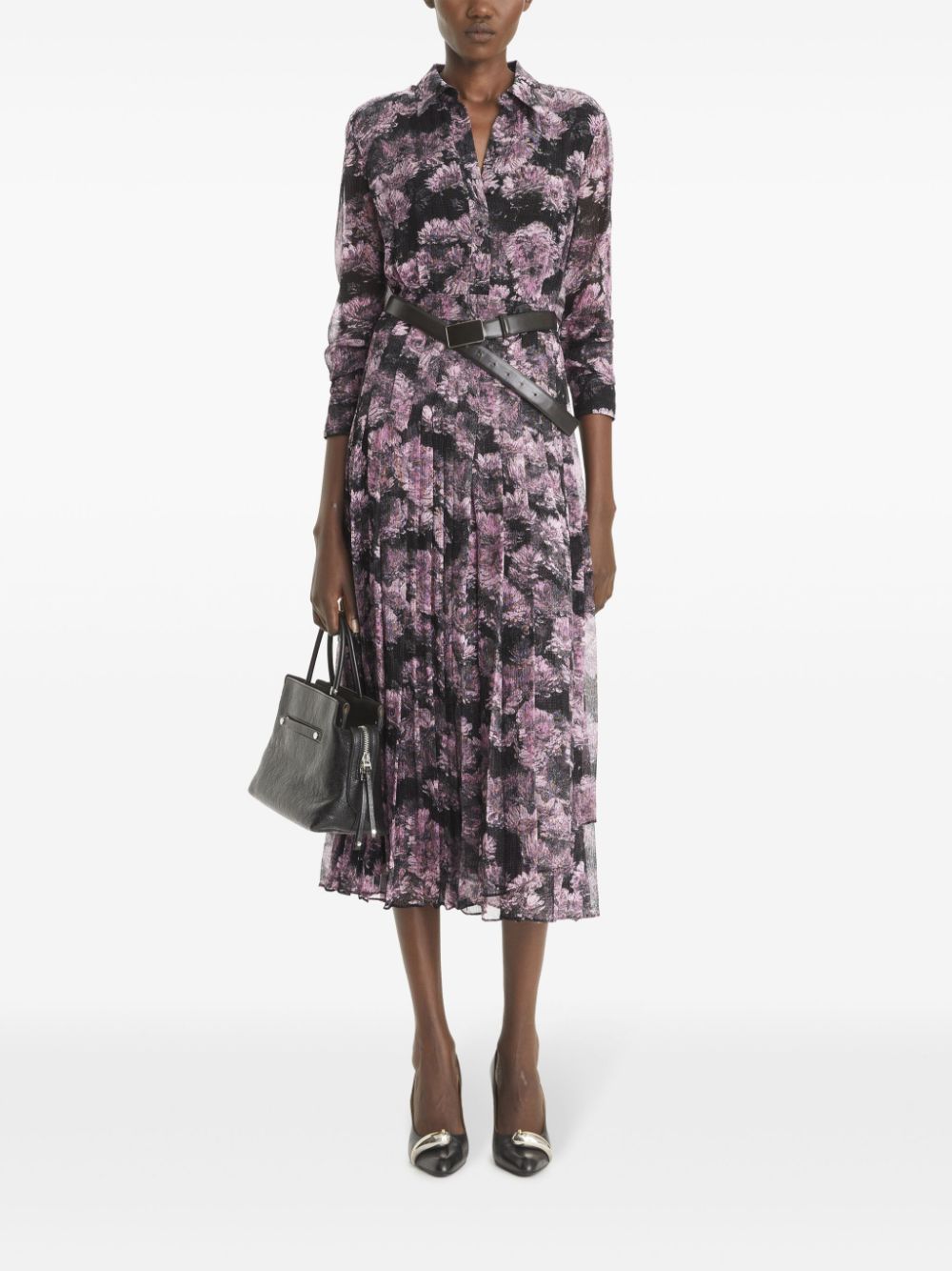 Tory Burch Silk Printed Pleated Midi Dress