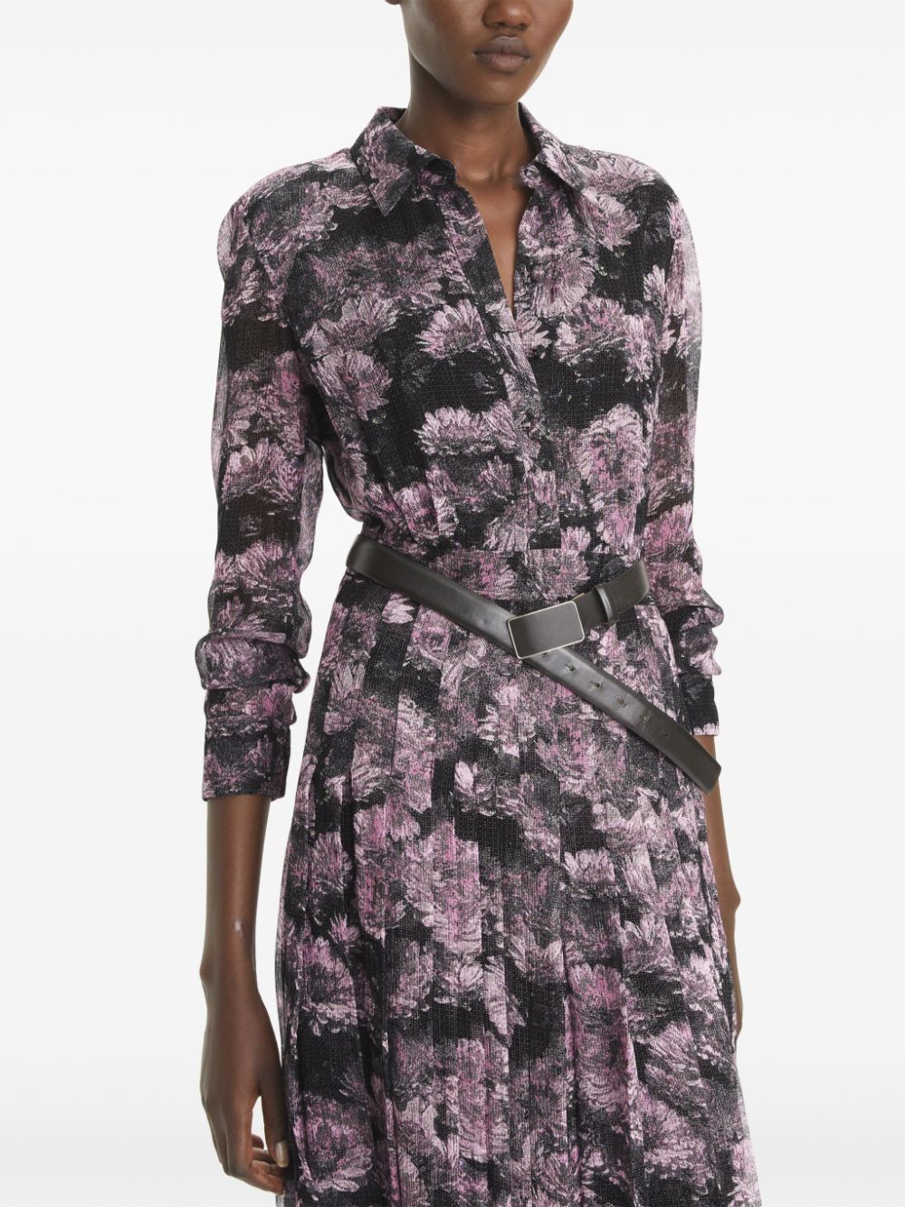 Tory Burch Silk Printed Pleated Midi Dress