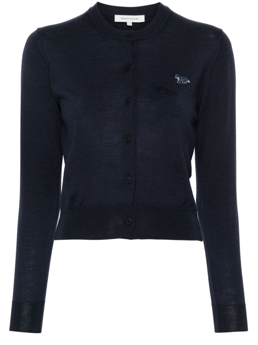 MAISON KITSUNE' Blue Fox Patch Wool Cardigan