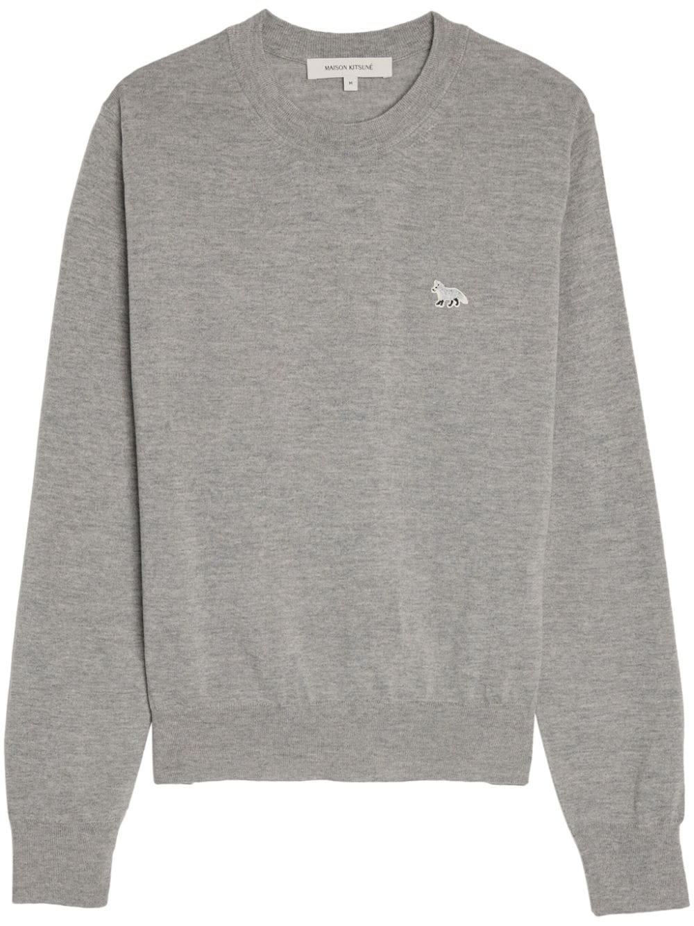 MAISON KITSUNE' Wool Baby Fox Patch Sweater Grey