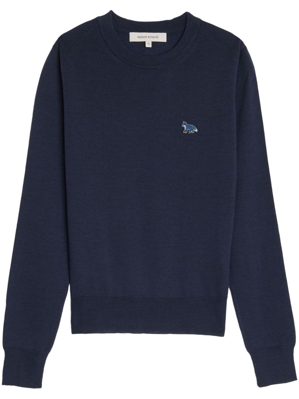 MAISON KITSUNE' Wool Baby Fox Patch Sweater Blue