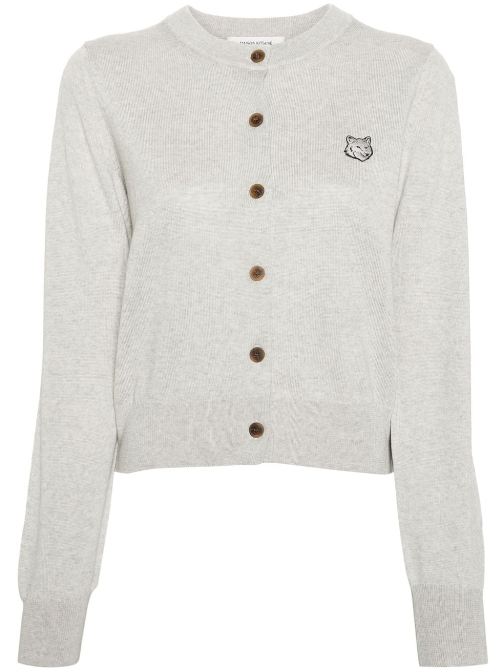 MAISON KITSUNE' Fox Head Cardigan In Grey
