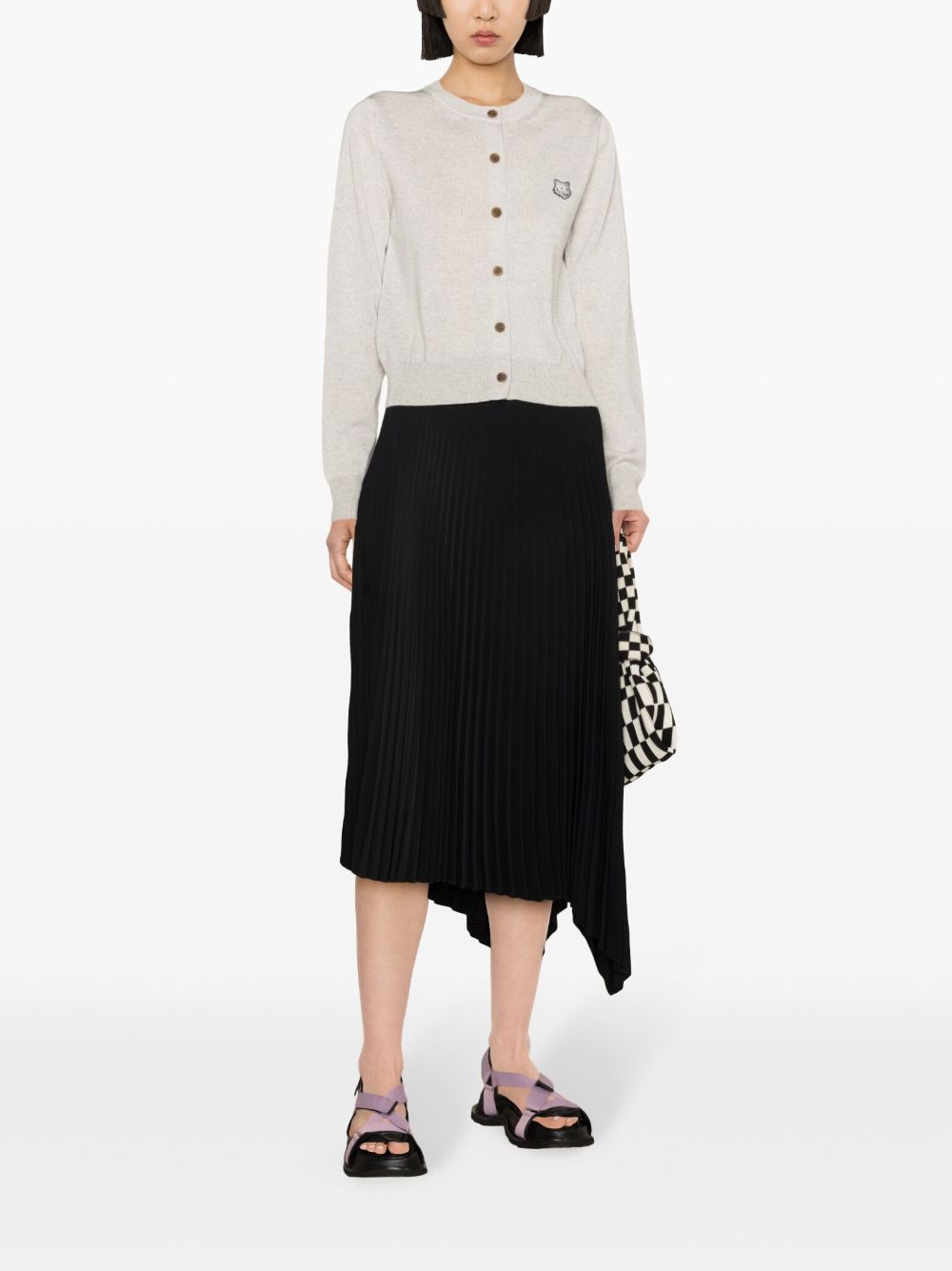 MAISON KITSUNE' Fox Head Cardigan In Grey