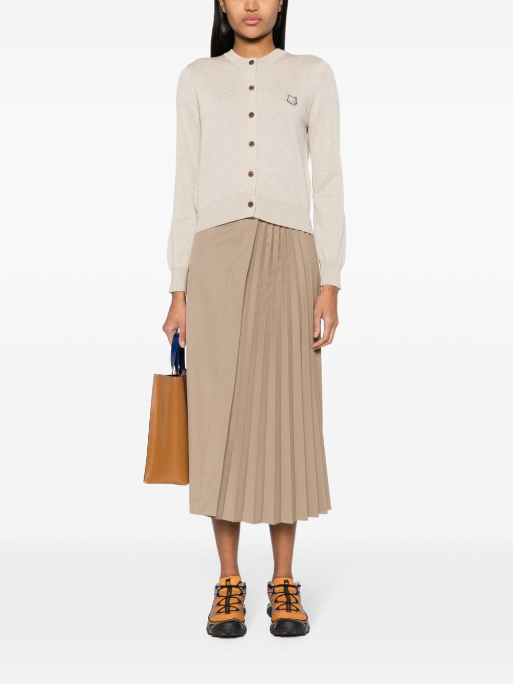 MAISON KITSUNE' Fox Head Cardigan In Beige