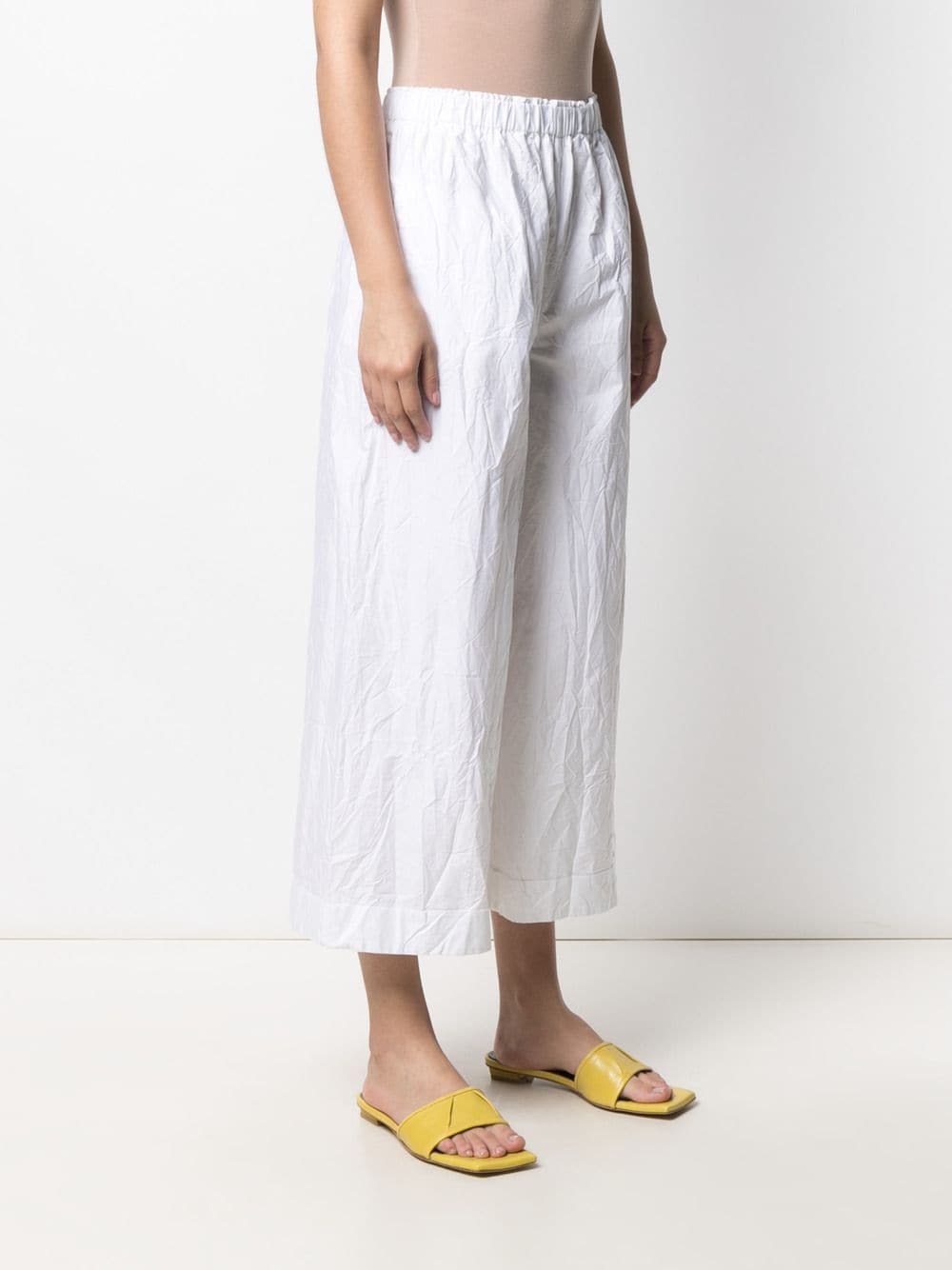 Daniela Gregis Cropped Crinkle Palazzo Trousers In White