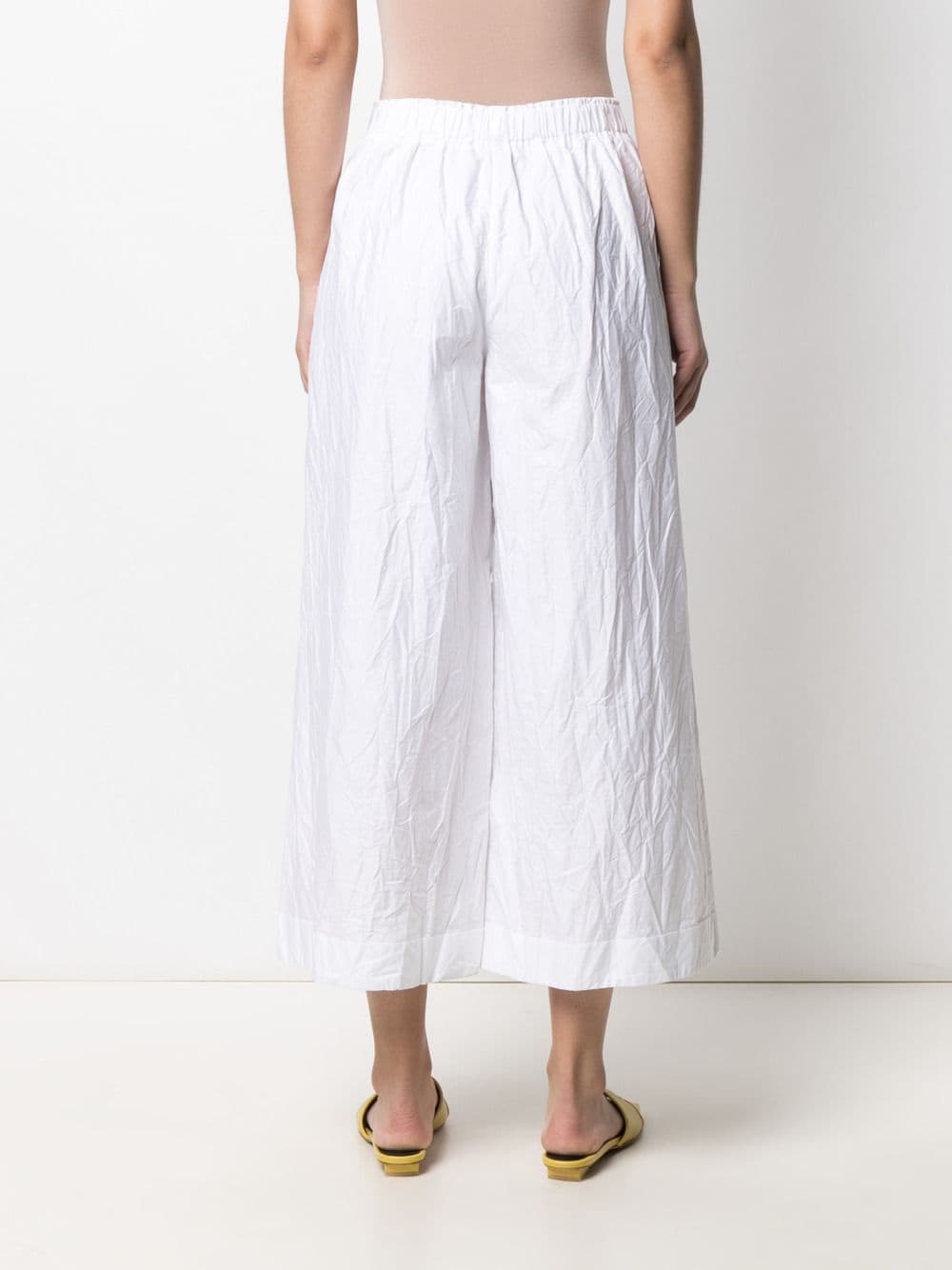 Daniela Gregis Cropped Crinkle Palazzo Trousers In White