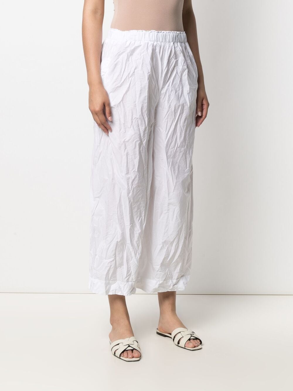Daniela Gregis Cropped Wrinkled Effect Trousers In White