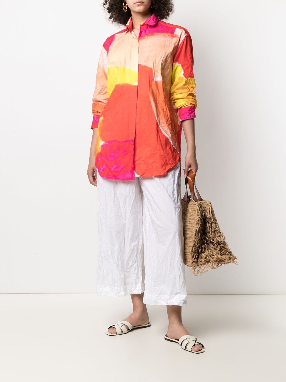 Daniela Gregis Cropped Wrinkled Effect Trousers In White