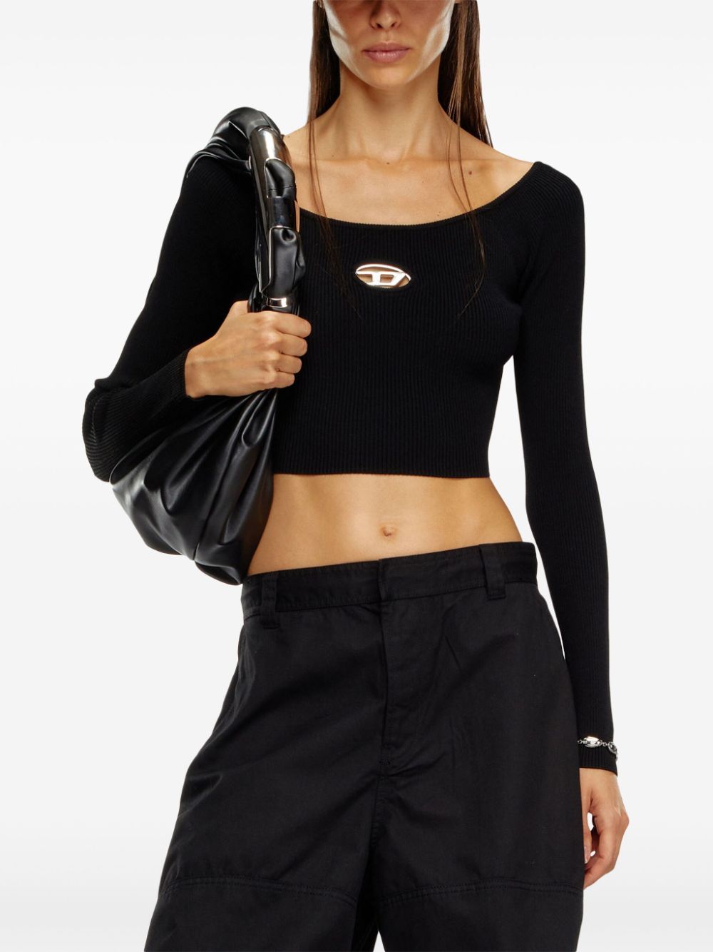 Diesel Long Sleeved Cropped Top Black