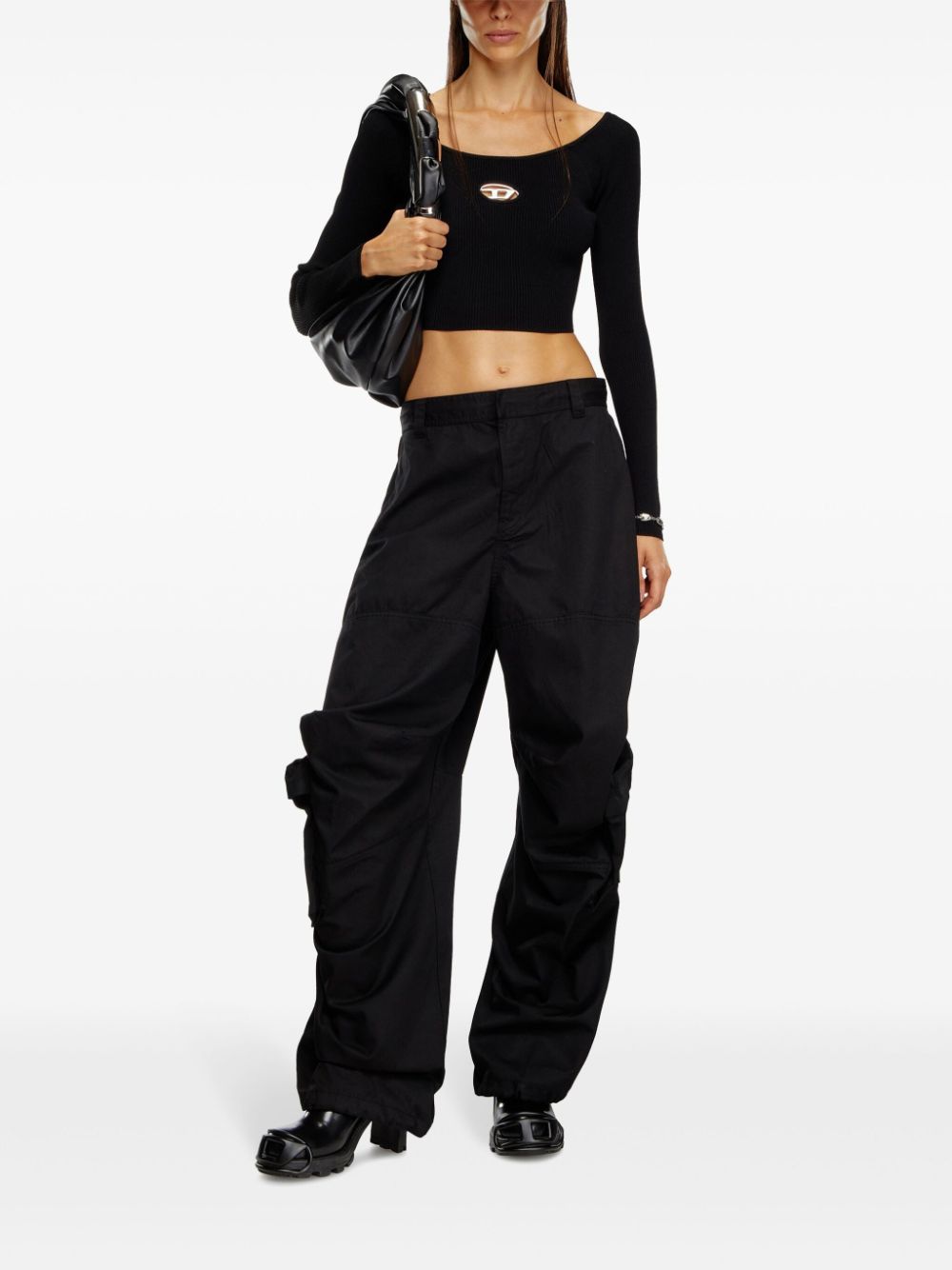 Diesel Long Sleeved Cropped Top Black