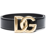 Dolce & Gabbana DG Leather Belt In Black