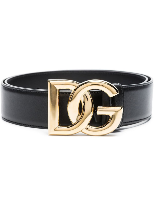 Dolce & Gabbana DG Leather Belt In Black