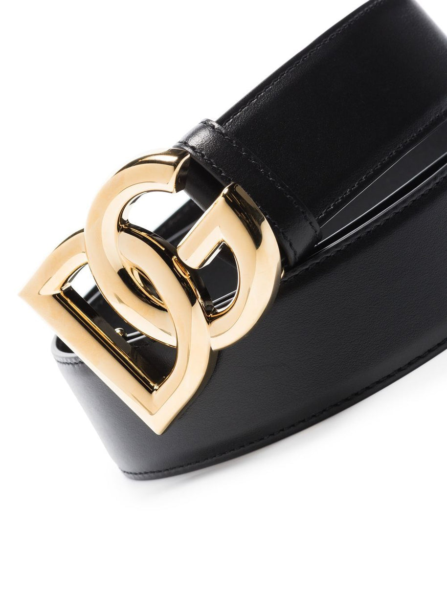 Dolce & Gabbana DG Leather Belt In Black