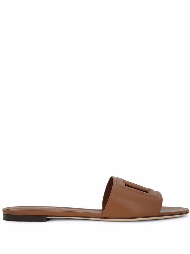 Dolce & Gabbana DG Cut-out Slide Sandals In Brown