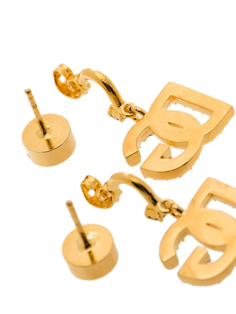 Dolce & Gabbana Rhinestone Embellished DG Earrings In Gold
