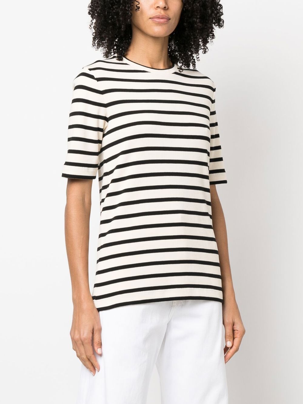 JIL SANDER PLUS Fine Ribbed Cotton Top In Black And White