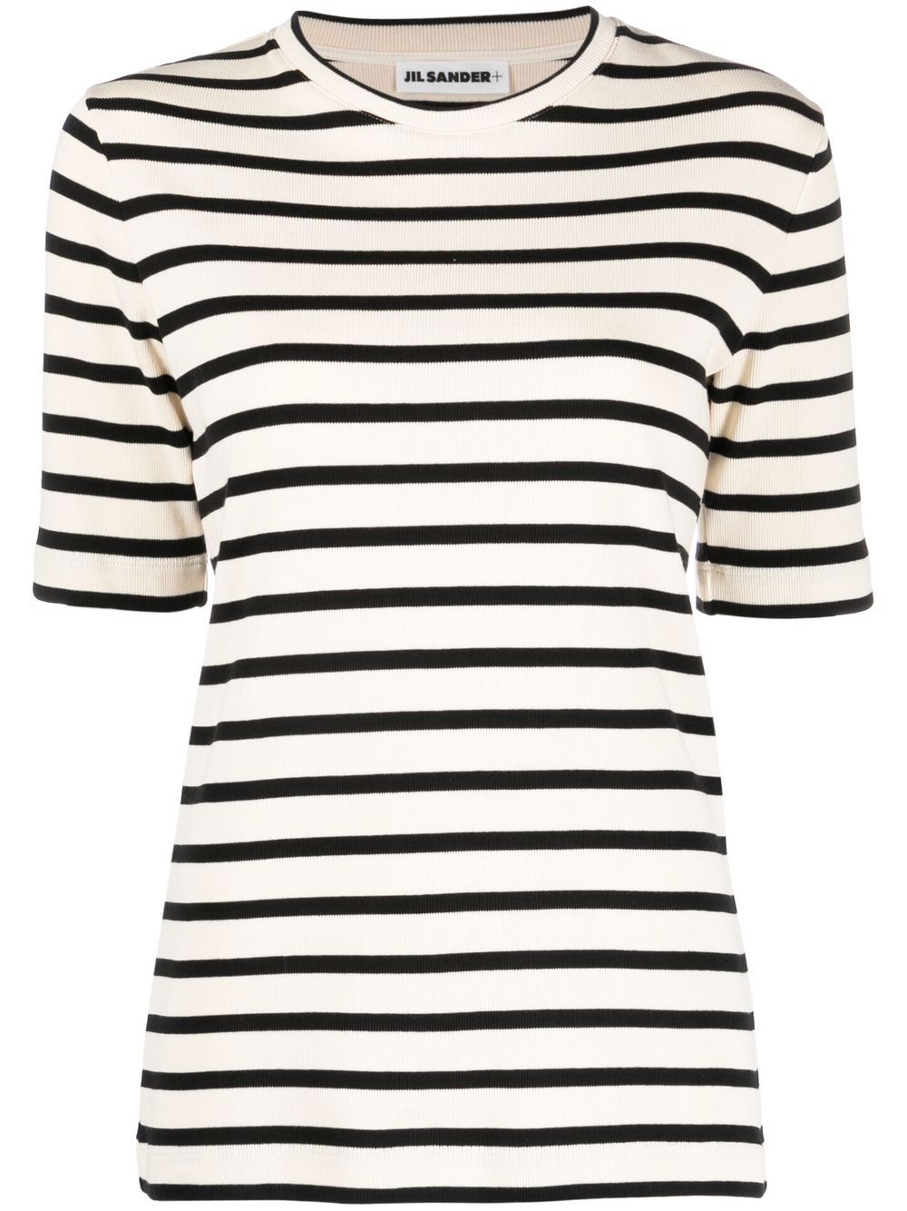 JIL SANDER PLUS Fine Ribbed Cotton Top In Black And White