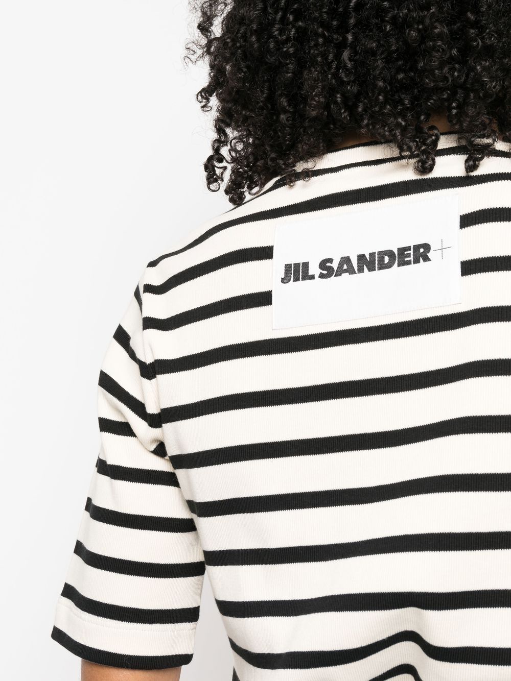 JIL SANDER PLUS Fine Ribbed Cotton Top In Black And White