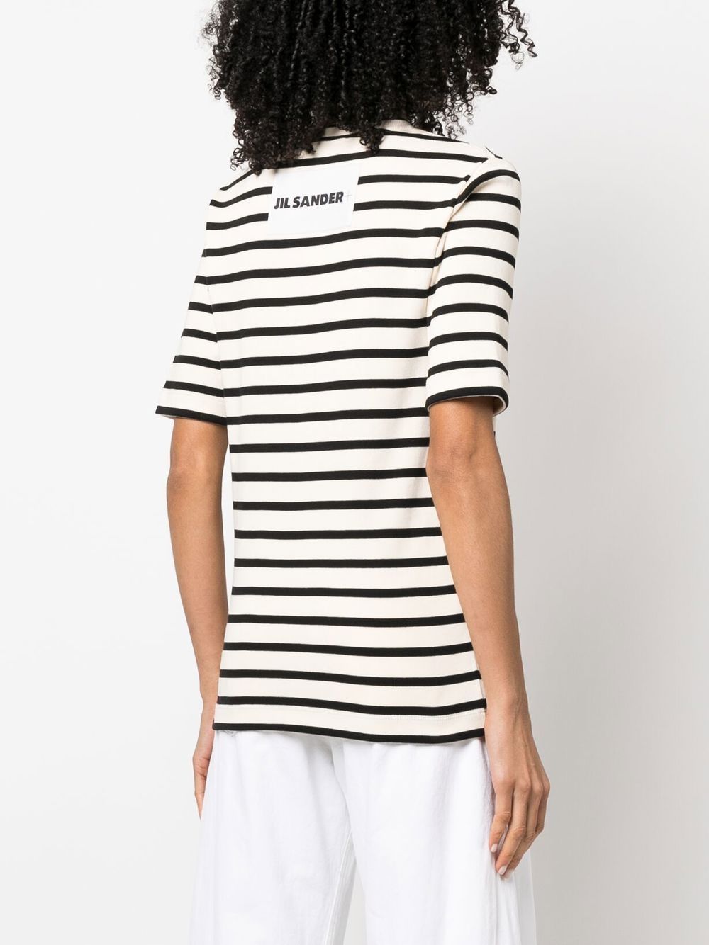 JIL SANDER PLUS Fine Ribbed Cotton Top In Black And White