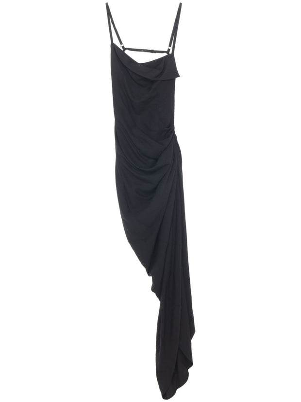 JACQUEMUS Ruched Saudade Long Dress In Black