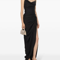JACQUEMUS Ruched Saudade Long Dress In Black