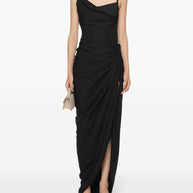 JACQUEMUS Ruched Saudade Long Dress In Black
