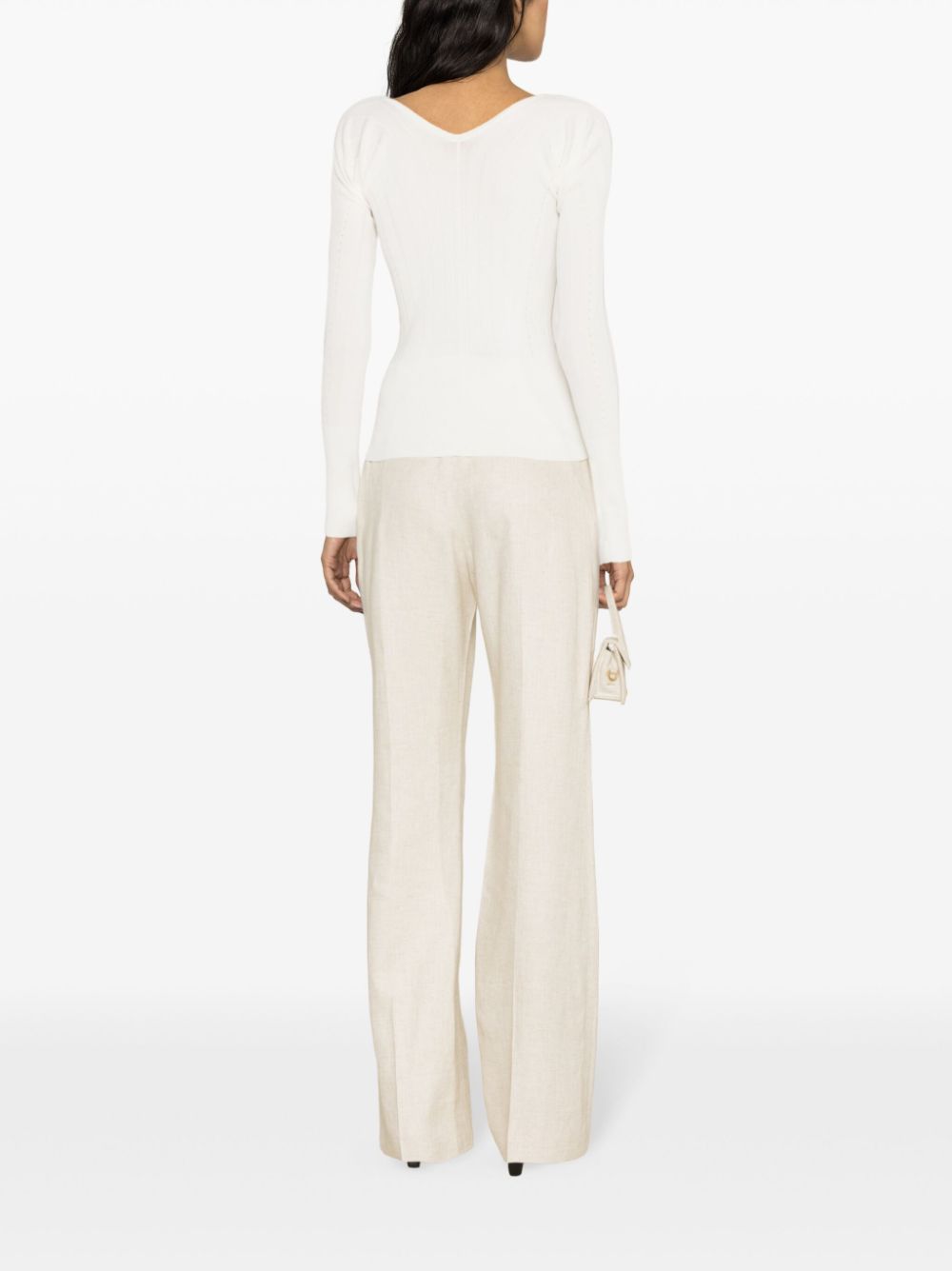 JACQUEMUS Le Haut Pralu Ribbed Top In White