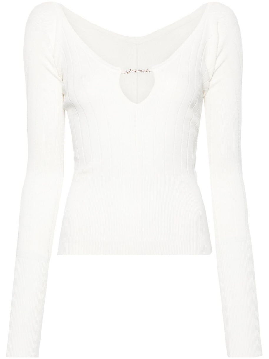 JACQUEMUS Le Haut Pralu Ribbed Top In White