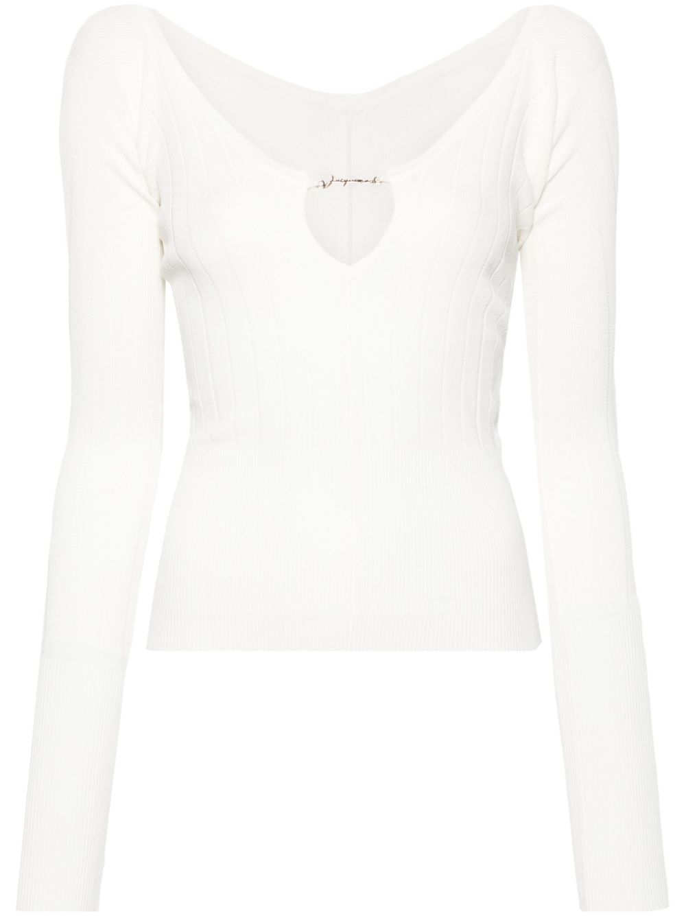 JACQUEMUS Le Haut Pralu Ribbed Top In White