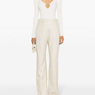 JACQUEMUS Le Haut Pralu Ribbed Top In White
