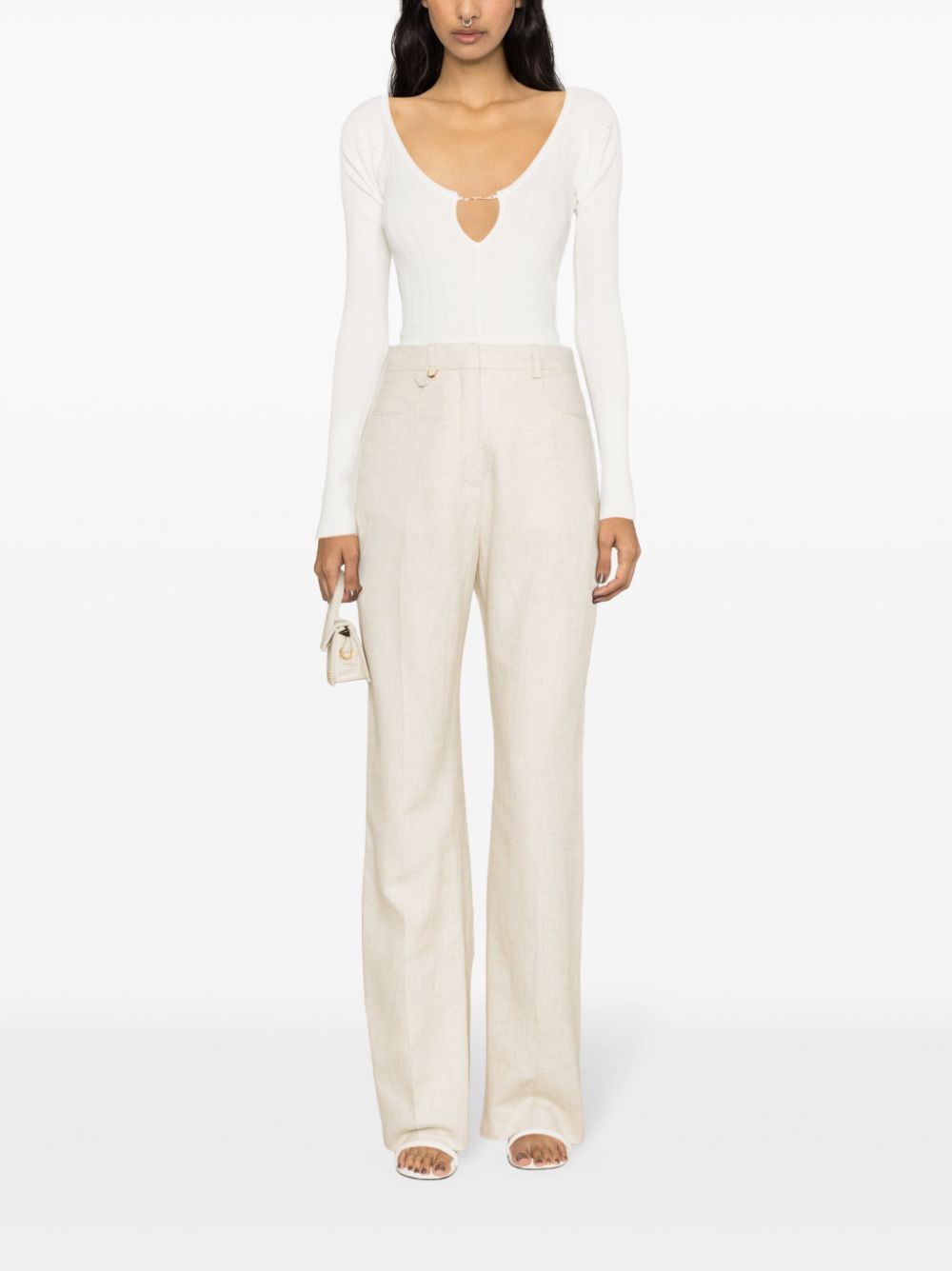 JACQUEMUS Le Haut Pralu Ribbed Top In White