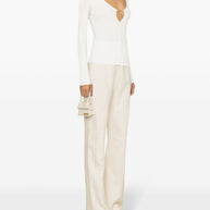 JACQUEMUS Le Haut Pralu Ribbed Top In White