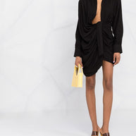 JACQUEMUS Bahia Draped Mini Dress In Black