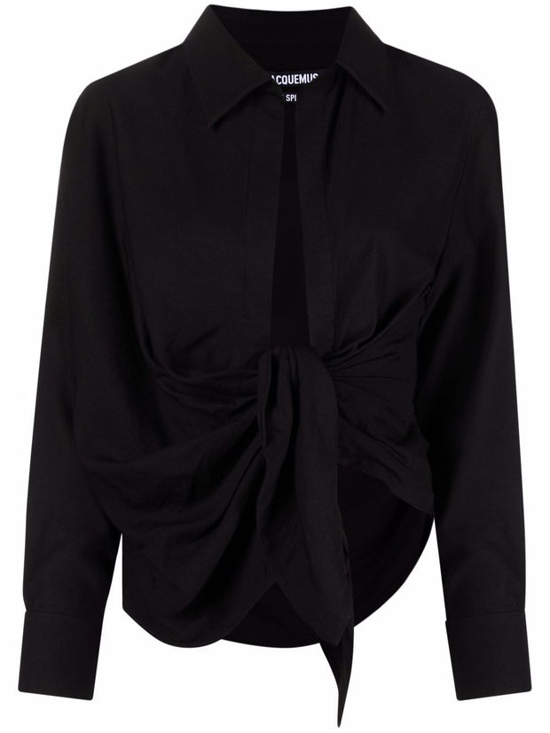JACQUEMUS Bahia Tied Sash Shirt In Black