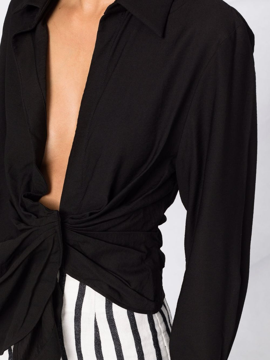 JACQUEMUS Bahia Tied Sash Shirt In Black